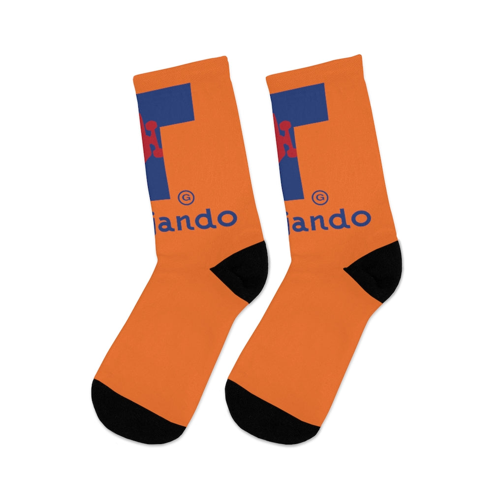 T Logo Orange Socks - Trabajando Skate Apparel