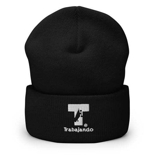T Logo Black Cuffed Beanie - Trabajando Skate Apparel