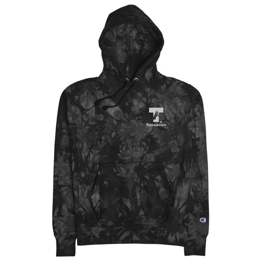 T Logo Black Champion tie-dye Hoodie - Trabajando Skate Apparel